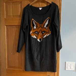 Fox Graphic knitted Sweater mini Dress